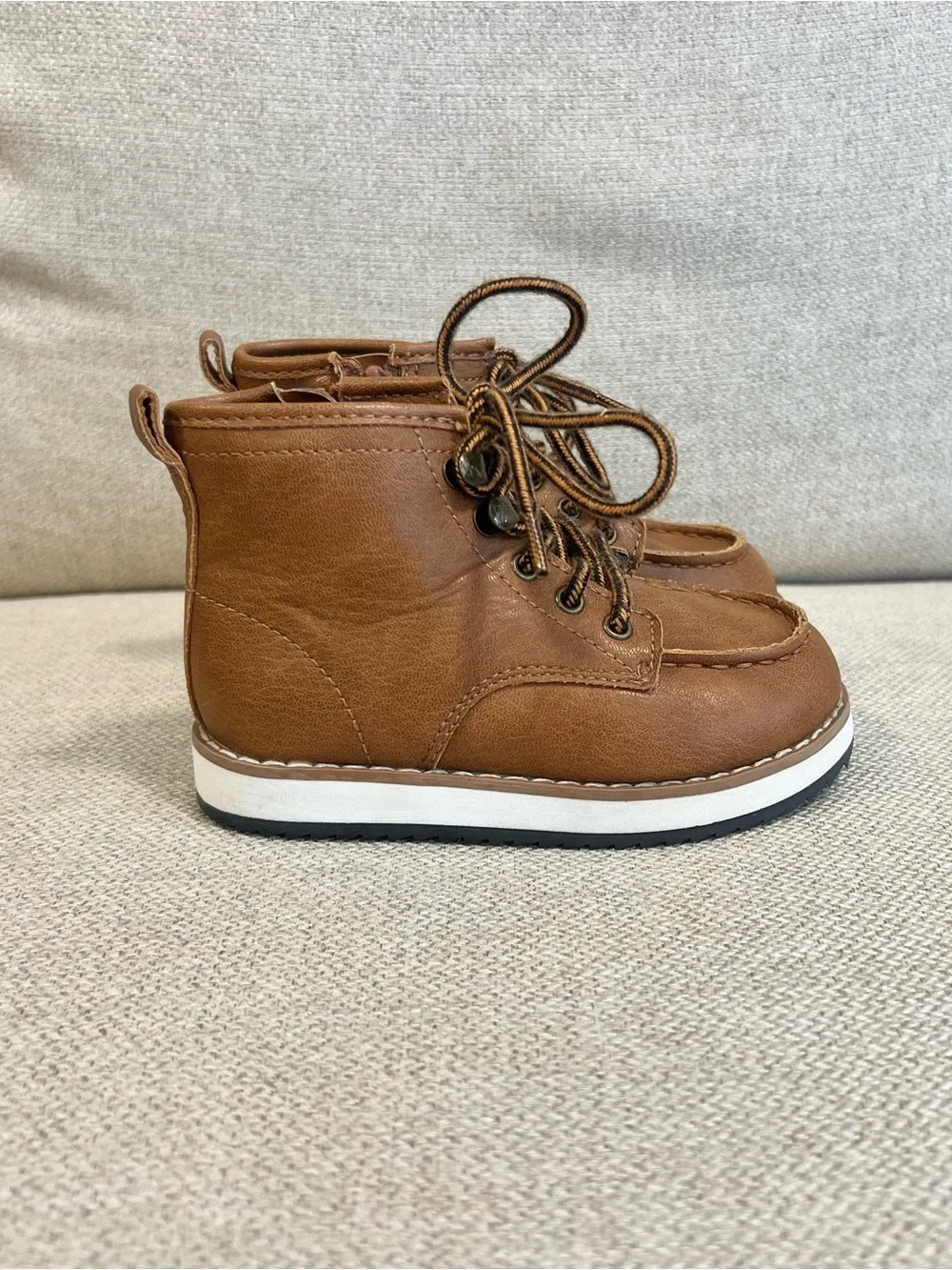 GAP Toddler Boys Brown Lace-Up Boots Size 8 Side Zip Excellent Used Condition